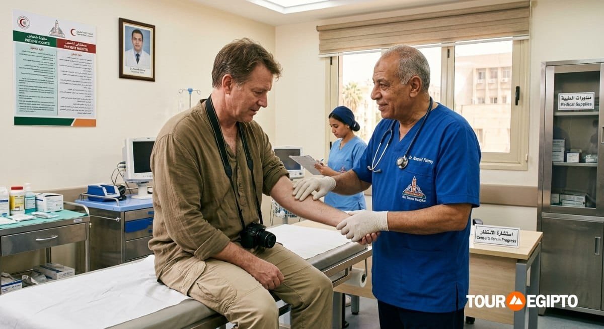 Turista extranjero en un hospital de Egipto